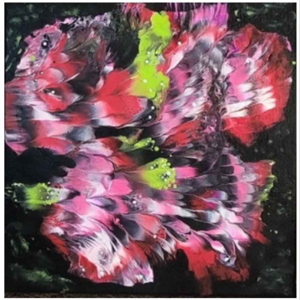 Hand Crafted Abstract Design 12x12 Inches Canvas Picture - Picture 4 of 4